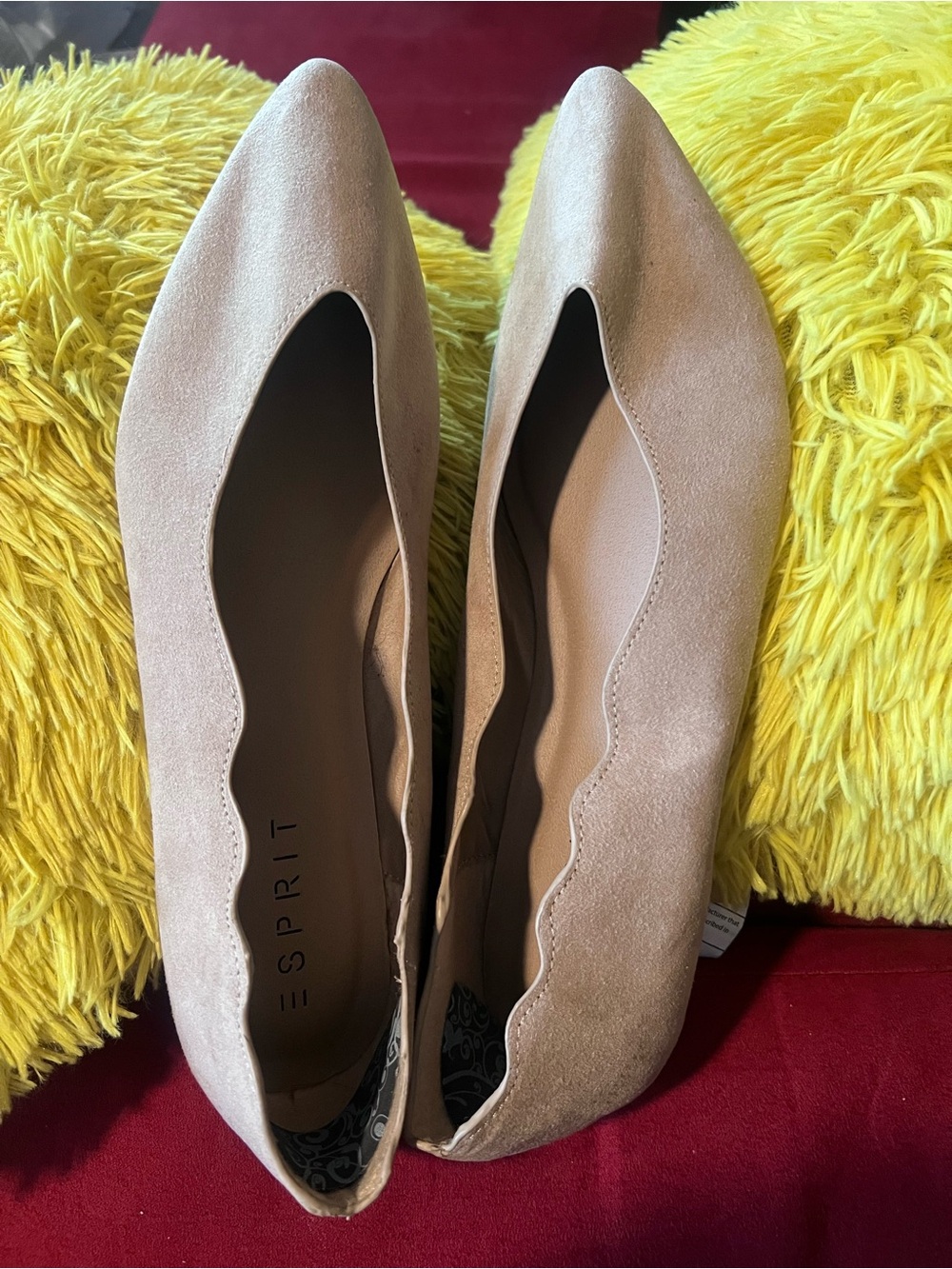 Esprit Women's Nude Suede Scalloped Ballet Flats